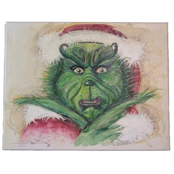 Painting Of The Grinch That Stole Christmas Local Artist Art Work Hand Painted - Picture 1 of 5